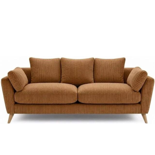 SOFASELECTION UK Harlow Jumbo Cord 2 Seater Sofa, Modern Tailored Design in Beige in Tan - Size: 2 Pack - image 1