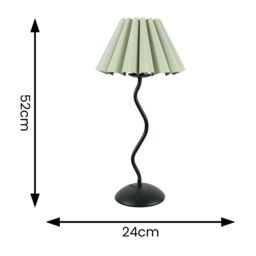 ValueLights Wiggle Black Metal Single Stem Table Lamp with Scallop Tapered Lamp Shade in Pale Green - thumbnail 4