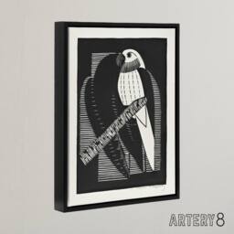 "Artery8 Stylised Parakeet Birds Samuel J De Mesquita Framed Canvas Wall Art in Black - Size: W12"" x H16""" - thumbnail 2