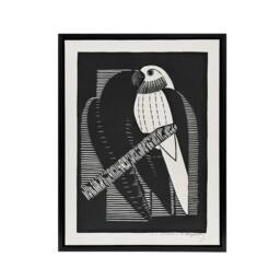 "Artery8 Stylised Parakeet Birds Samuel J De Mesquita Framed Canvas Wall Art in Black - Size: W12"" x H16""" - thumbnail 1