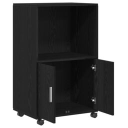 Berkfield Home Rolling Cabinet Black Oak 55x40x91 cm Engineered Wood - Size: 55 x 40 x 91 cm - thumbnail 5