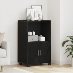 Berkfield Home Rolling Cabinet Black Oak 55x40x91 cm Engineered Wood - Size: 55 x 40 x 91 cm - thumbnail 4