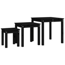 Berkfield Home Nesting Tables 3 pcs Black Solid Wood Pine - thumbnail 2