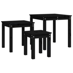 Berkfield Home Nesting Tables 3 pcs Black Solid Wood Pine - thumbnail 6
