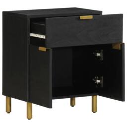 Berkfield Home Bedside Cabinet Black 50x33x60 cm Engineered Wood - Size: 50 x 33 x 60 cm - thumbnail 1