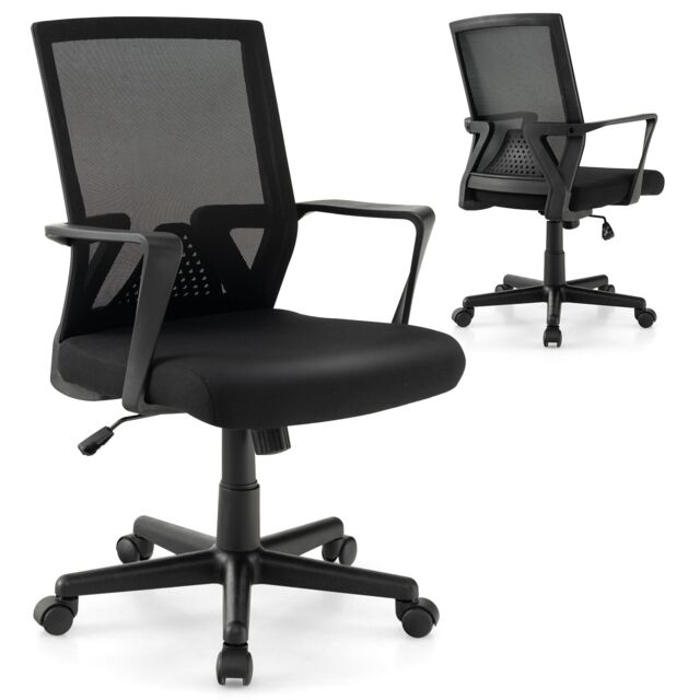 Gymax Home Office Chair Ergonomic Desk Chair with Lumbar Support-Black in Black - image 1