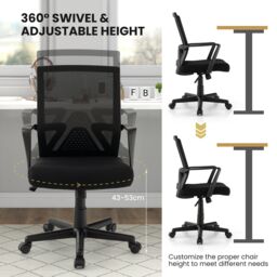 Gymax Home Office Chair Ergonomic Desk Chair with Lumbar Support-Black in Black - thumbnail 6