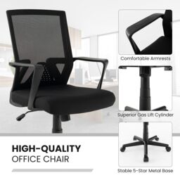 Gymax Home Office Chair Ergonomic Desk Chair with Lumbar Support-Black in Black - thumbnail 5