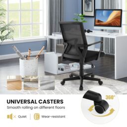 Gymax Home Office Chair Ergonomic Desk Chair with Lumbar Support-Black in Black - thumbnail 8