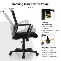 Gymax Home Office Chair Ergonomic Desk Chair with Lumbar Support-Black in Black - thumbnail 3