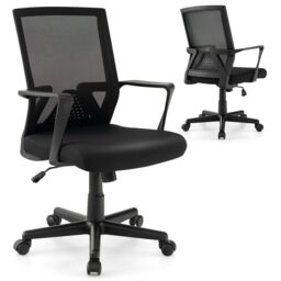 Gymax Home Office Chair Ergonomic Desk Chair with Lumbar Support-Black in Black