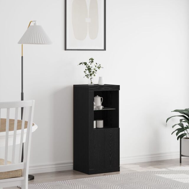 Berkfield Home Sideboard with LED Lights Black Oak 41x37x100 cm - Size: 41 x 37 x 100 cm - image 1