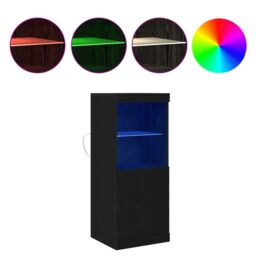 Berkfield Home Sideboard with LED Lights Black Oak 41x37x100 cm - Size: 41 x 37 x 100 cm - thumbnail 4
