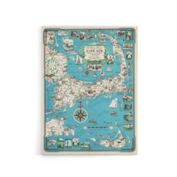 "Artery8 Map vintage Cape Cod Massachusetts Canvas Wall Art Print in Blue - Size: W18"" x H24""" - thumbnail 1