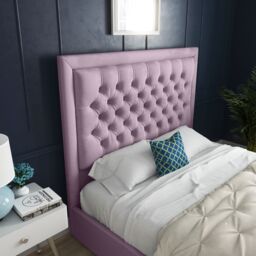 DS Living Kingston Upholstered Soft Pink Velvet Bed Frame - Size: Super King - thumbnail 2