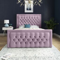 DS Living Kingston Upholstered Soft Pink Velvet Bed Frame - Size: Super King - thumbnail 3