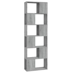 Berkfield Home Book Cabinet/Room Divider Grey Sonoma 60x24x186 cm - Size: 60 x 24 x 186 cm - thumbnail 1