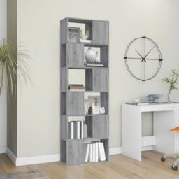 Berkfield Home Book Cabinet/Room Divider Grey Sonoma 60x24x186 cm - Size: 60 x 24 x 186 cm - thumbnail 3
