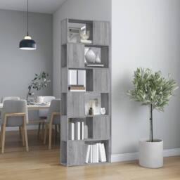 Berkfield Home Book Cabinet/Room Divider Grey Sonoma 60x24x186 cm - Size: 60 x 24 x 186 cm - thumbnail 2