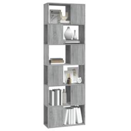 Berkfield Home Book Cabinet/Room Divider Grey Sonoma 60x24x186 cm - Size: 60 x 24 x 186 cm - thumbnail 4