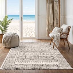 Livabliss Pisa-Geometric Grey Off-White Black Living Dining Bedroom Rug in Light Grey - Size: 130 cm x 190 cm - thumbnail 8