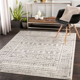 Livabliss Pisa-Geometric Grey Off-White Black Living Dining Bedroom Rug in Light Grey - Size: 130 cm x 190 cm - thumbnail 7