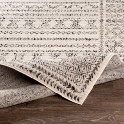 Livabliss Pisa-Geometric Grey Off-White Black Living Dining Bedroom Rug in Light Grey - Size: 130 cm x 190 cm - thumbnail 4