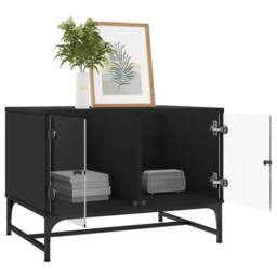 Berkfield Home Modern Coffee Table with Glass Doors Black 68.5x50x50 cm - thumbnail 4
