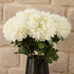 Leaf Pack of 6 x 75cm Artificial Extra Reflex Chrysanthemum White - Size: 6 x 75 cm