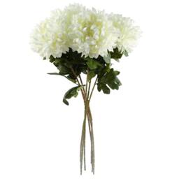 Leaf Pack of 6 x 75cm Artificial Extra Reflex Chrysanthemum White - Size: 6 x 75 cm - thumbnail 6