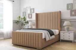 "Sloomy Marlborough Dumfries Frame-Mattress-50"" Upholstered Wingback Headboard in Light Brown - Size: Single" - thumbnail 2