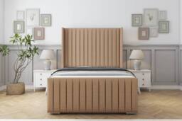 "Sloomy Marlborough Dumfries Frame-Mattress-50"" Upholstered Wingback Headboard in Light Brown - Size: Single"