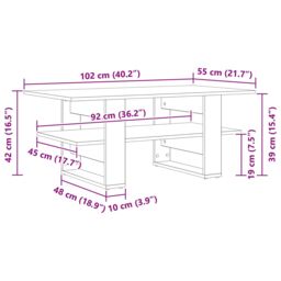 Berkfield Home Coffee Table Black Oak 102x55x42 cm Engineered Wood - Size: 102 x 55 x 42 cm - thumbnail 9