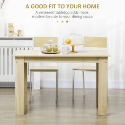 HOMCOM Dining Table for 4-6 People, Wood Effect Tabletop in Light Oak - Size: 120 cm x 70 cm - thumbnail 4
