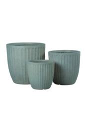 KDMD Hortus Outdoor Ribbed Grey Green Planters Set of 3 - thumbnail 6