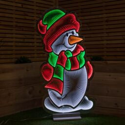 Samuel Alexander 4ft (1.2m) Tall Standing Light up Snowman Infinity Christmas Decoration with Multi-Coloured LEDs - thumbnail 1
