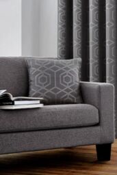 Curtina 'Camberwell' Filled Cushion With Geometric Jacquard Design in Dark Grey - Size: 43 cm x 43 cm - thumbnail 3
