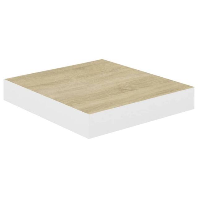 Berkfield Home Floating Wall Shelf Oak & White 23x23.5x3.8 cm MDF in Light Oak - image 1