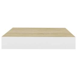 Berkfield Home Floating Wall Shelf Oak & White 23x23.5x3.8 cm MDF in Light Oak - thumbnail 4