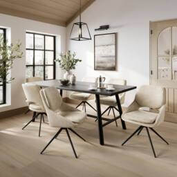 Lemon Pavilion Furniture Louie Indoor Dining Table (Pack of 2) - Wood Variant/Metal in Black - Size: 2 Pack - thumbnail 5