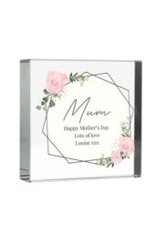 Personalised Memento Company Women's Personalised Abstract Rose Crystal Token in Clear - thumbnail 1