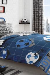 Bedlam Football' Crazy Kids Fitted Sheet in Grey - Size: Single Fitted - thumbnail 2