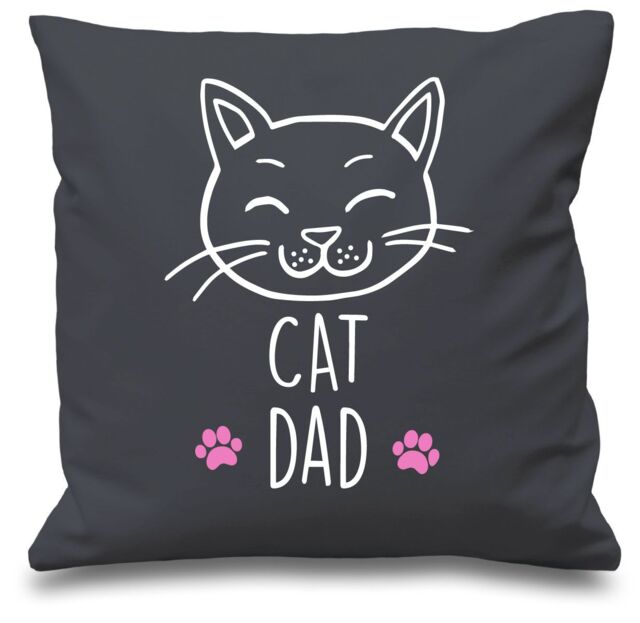 "60 SECOND MAKEOVER Grey Cushion Cover Cat Dad 16"" x 16"" Mum Friend Gift Decorative - Size: 40 cm x 40 cm"