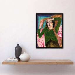 Artery8 Woman in the Green Blouse Kirchner Framed Wall Art Print - Size: A3 - thumbnail 2