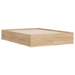 Berkfield Home Bed Frame with Drawers without Mattress Sonoma Oak 120x190 cm Small Double in Brown - thumbnail 4