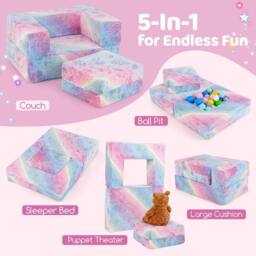 Costway Kids Couch Toddler Play Couch Modular Baby Couch w/Cushion - thumbnail 2