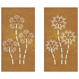 Berkfield Home Garden Wall Decorations 2pcs 105x55cm Corten Steel Flower Design in Brown - Size: 105x55 cm - thumbnail 5
