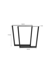 Living and Home 66x7x71cm Industrial Set of 2 Table Legs DIY Steel Furniture Legs in Black - Size: 66 x 7 x 71 cm - thumbnail 5