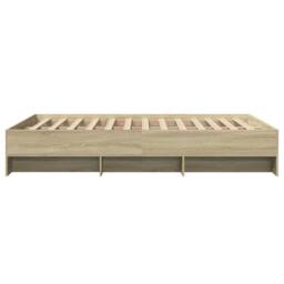 Berkfield Home Bed Frame Frame Sonoma Oak 135x190 cm Double Wood in Light Brown - thumbnail 6
