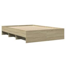 Berkfield Home Bed Frame Frame Sonoma Oak 135x190 cm Double Wood in Light Brown - thumbnail 4